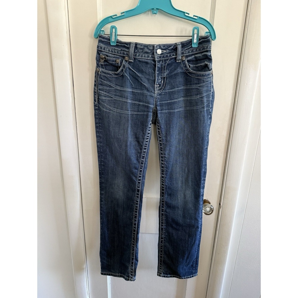 Miss Me Embellished Flap Pocket Easy Straight Stretch Denim Jeans 29x30